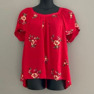 Liv Los Angeles Red Floral Top